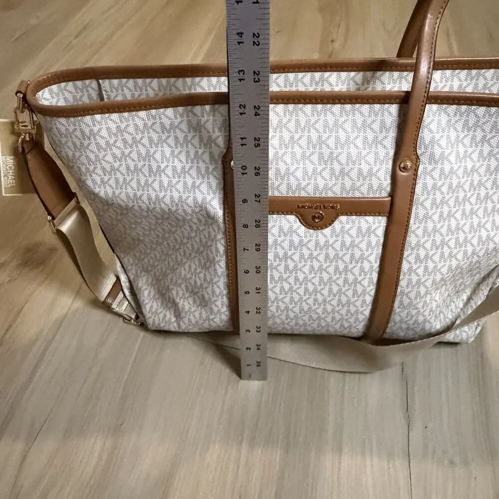 MICHAEL KORS Beck Signature Convertible Tote Bag Vanilla 30T0GKNT1B